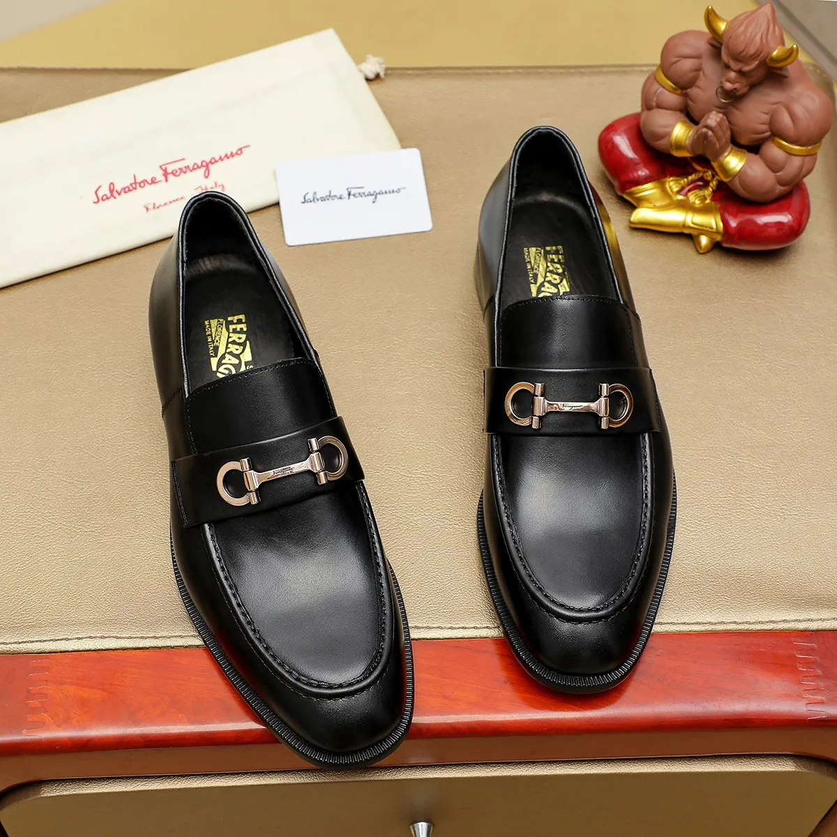 Men's shoes 💰440 Ferragamo [Ferragamo] top imported suit men's shoes 💯Original copy of the official website, product materials: selected imported embossed calfskin + luxury hardware buckle accessories ~ imported water-dyed cow 🐂 leather lining. Strong three-dimensional visual effect, original combination outsole, multiple colors available😘 Size: 39-44 (38.45.46. Customized)